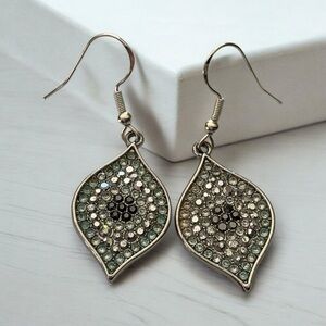 Elegant Silver and Blue Black Crystal Earrings